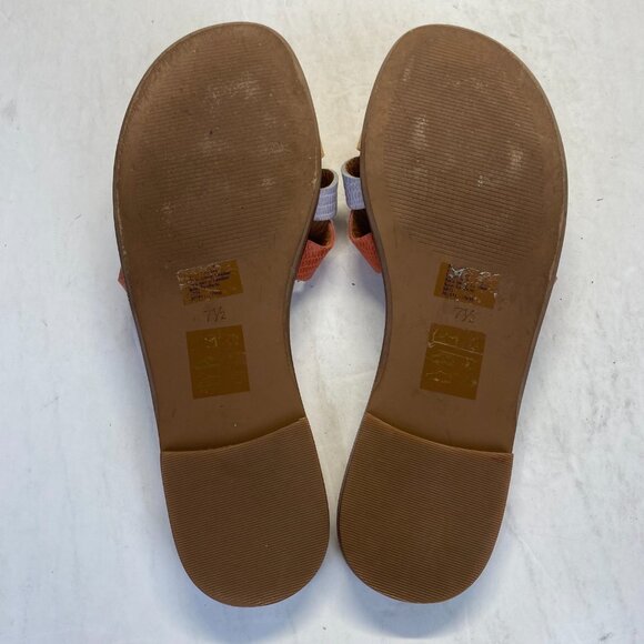 Madewell Slide Flat Sandal Embossed Leather Triple Straps Size 7.5,Comfort - Picture 4 of 12